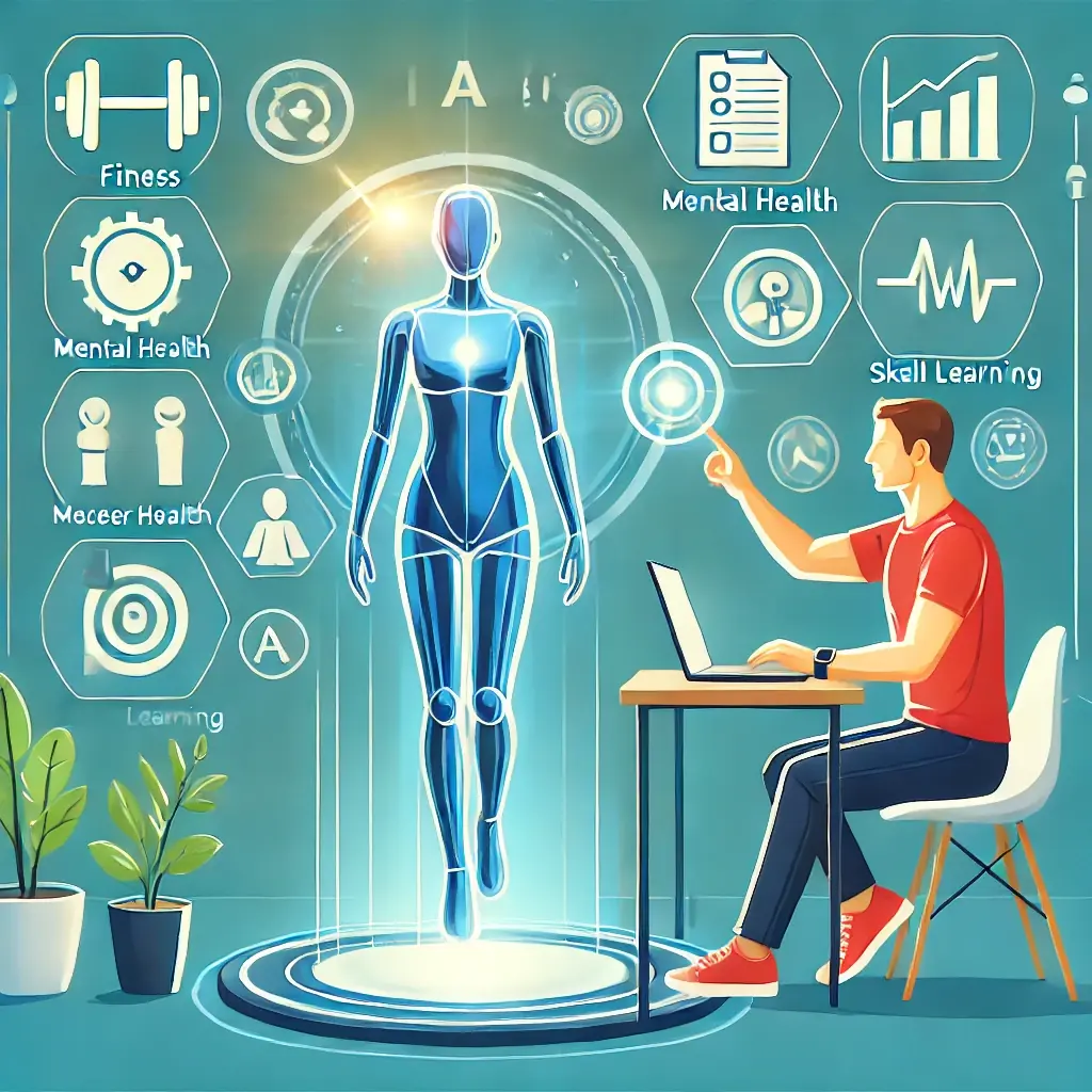 AI-powered coaching tools offering personalized support for self-improvement in fitness, mental health, and career growth.