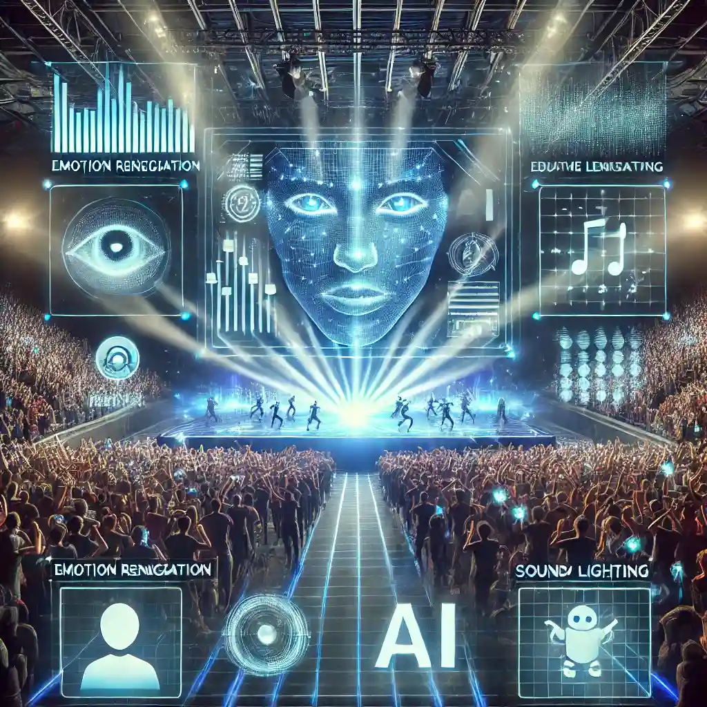 Audience at a live event using AI tools like captions and translations.
