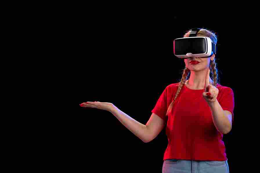 A lady displaying AI-powered virtual try-on technology with a person trying on clothes virtually.